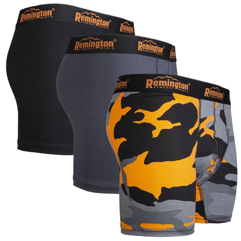 Bokserid Remington must/oranz kiri (3 tk/pk) BOXERBLACK