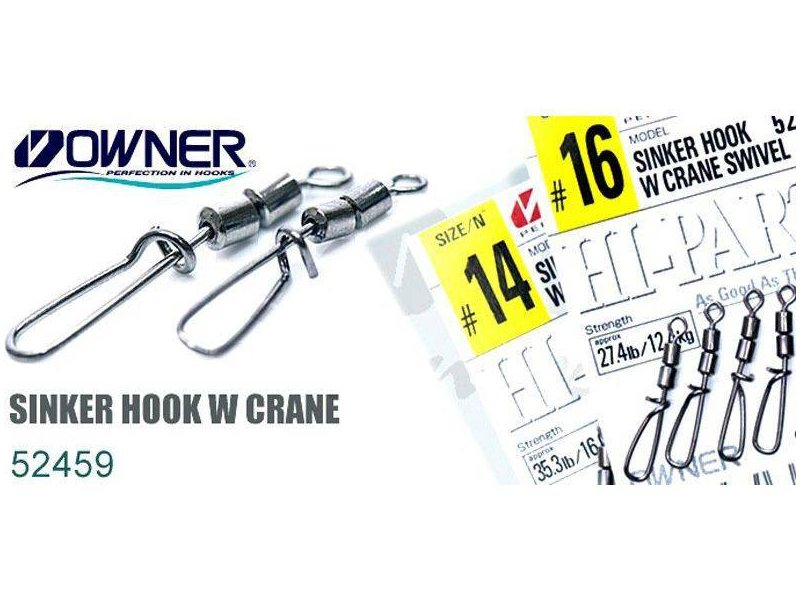 Lõks OWNER 52459-12 Sinker Hook W Crane Swivel nr.12 26,0kg 7tk