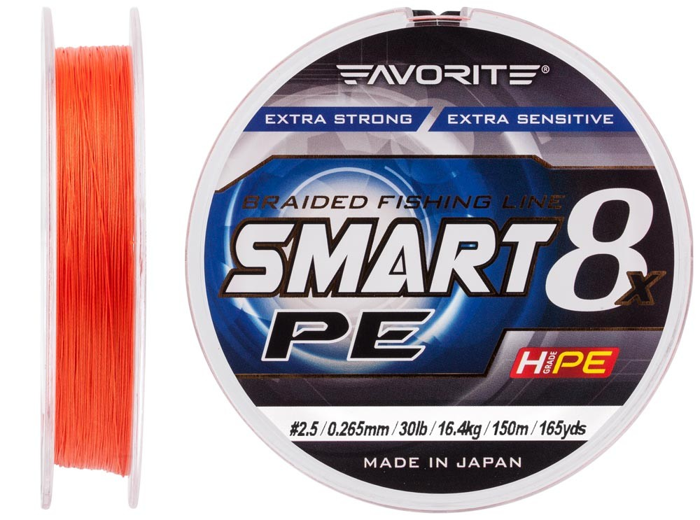 Nöör Favorite Smart PE 8x 150м (red orange) #2.5/0.265mm 30lb/16.4kg 16931086