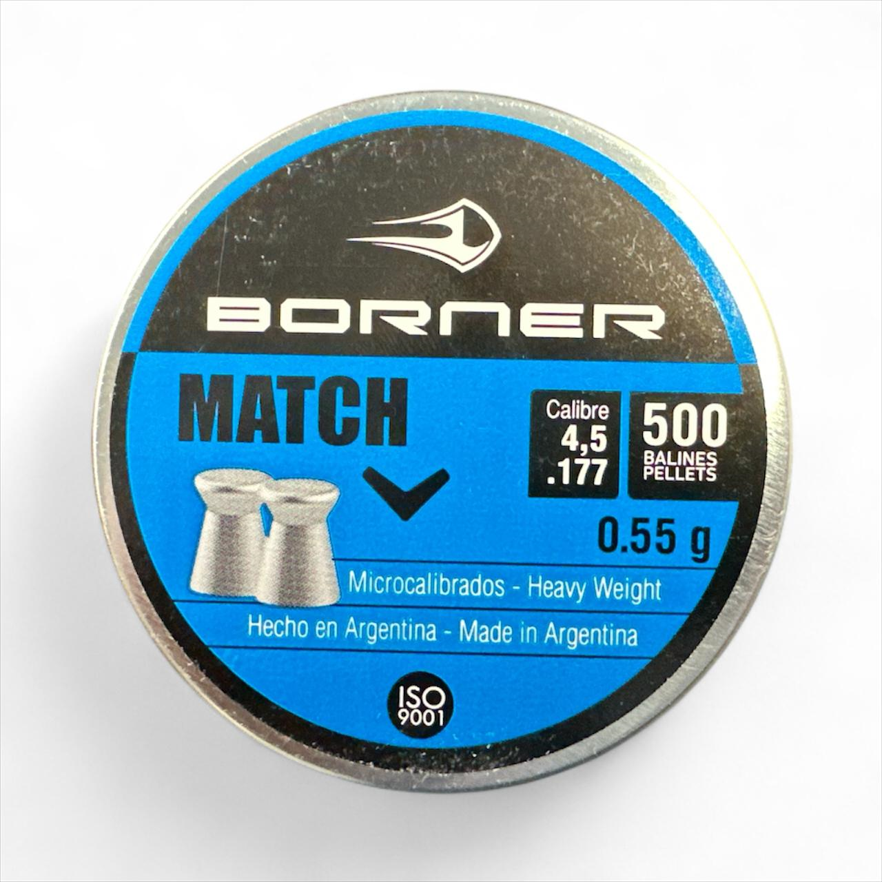 Õhkrelva kuulid BORNER Match cal 4,5mm 0,55g 500 tk 00186347