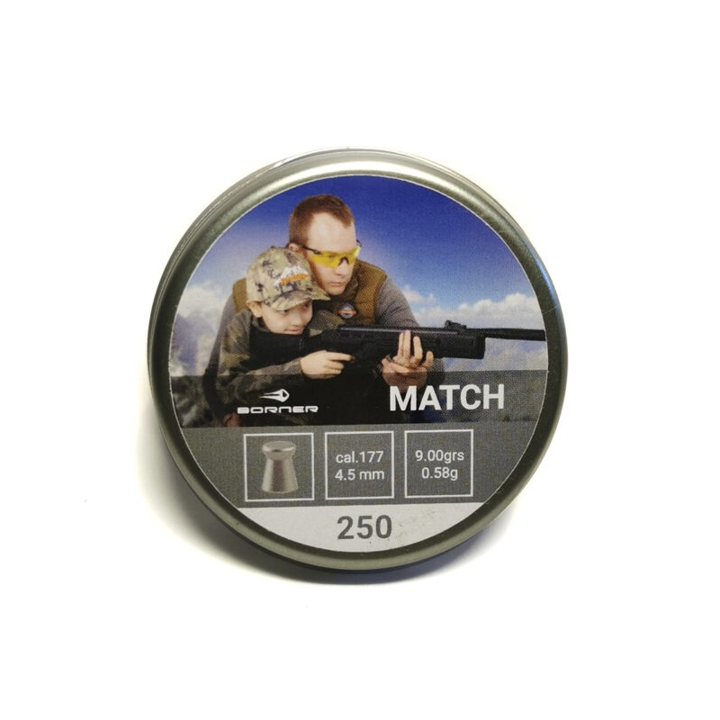 Õhkrelva kuulid BORNER Match cal 4,5mm 0,58g 250 tk 00184648