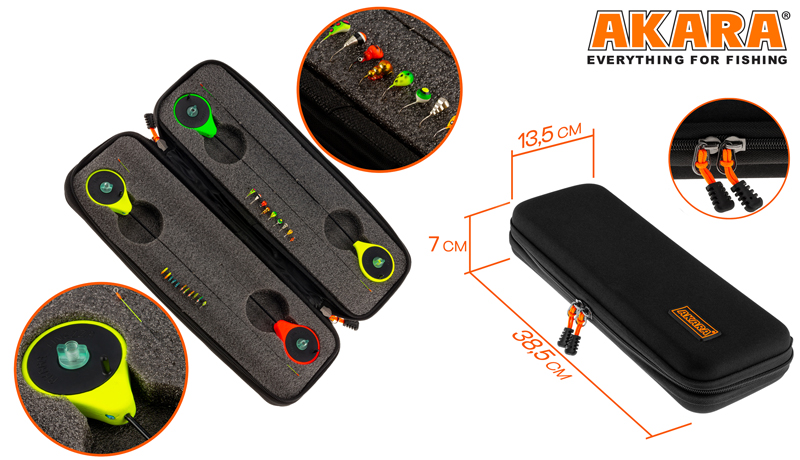 Чехол для удочки AK Finezza для удочки-балалайки 38,5x13,5x7 см, чёрный