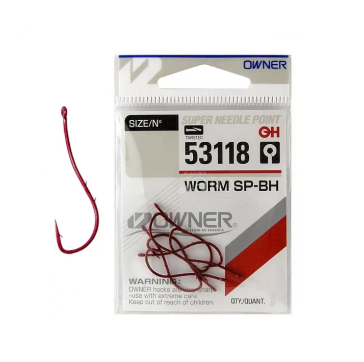 Крючок OWNER 53118 Worm SP-BH красный
