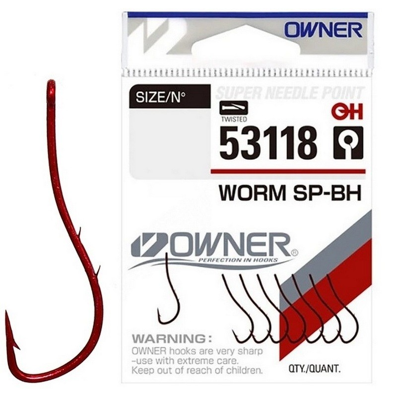 Крючок OWNER 53118 Worm SP-BH красный