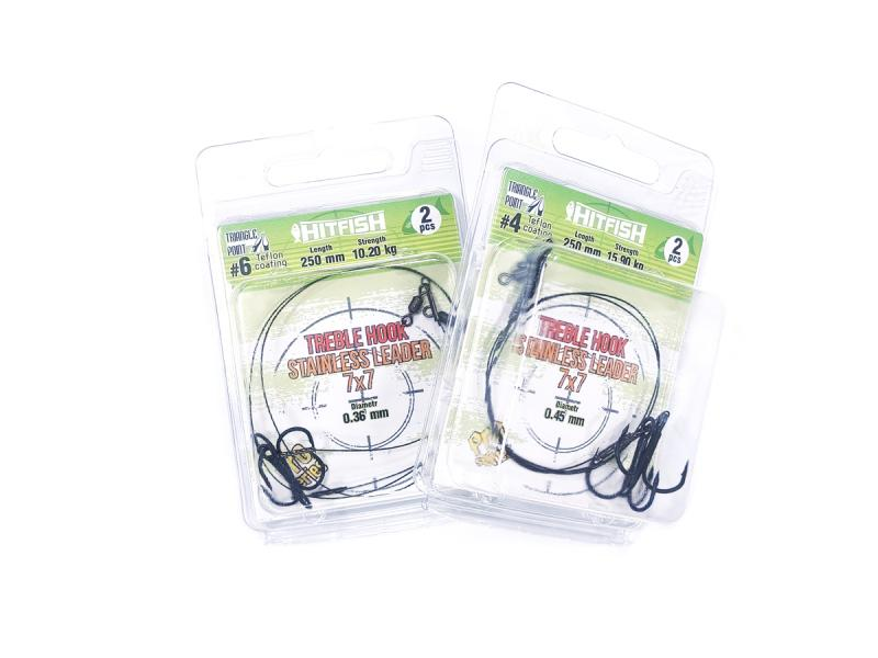 Wire leader HITFISH with treble hook 7x7 40cm 0.45mm 15.9kg 2pcs