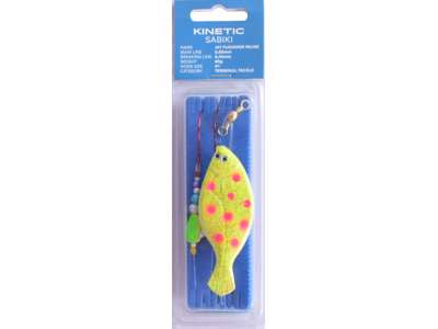 Rakendus KINETIC Jay Flounder Inline 120g #1 Yellow/Orange Dots F177-254-252