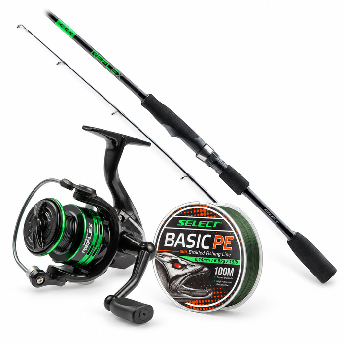 Spinningu komplekt SELECT Reflex 2,44m 7-32g, rull + nöör