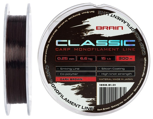 Tamiil BRAIN Classic CarpLine(darkbrown)300m0.25mm15lb6.6kg 18588101