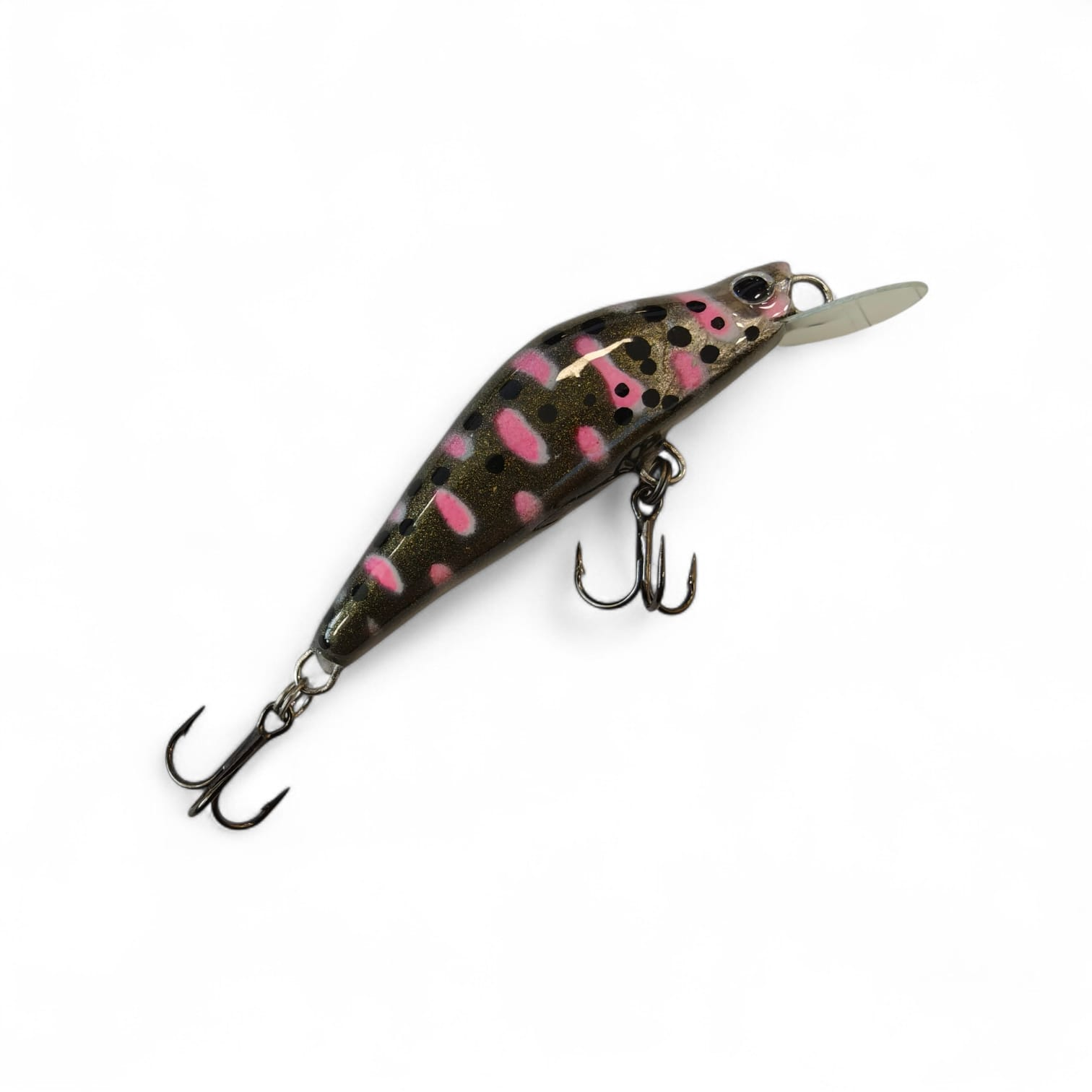 Vobler PAN käsitöö, jõeforellile 55mm Gold black colour shift & fluo pink ujuv 555569