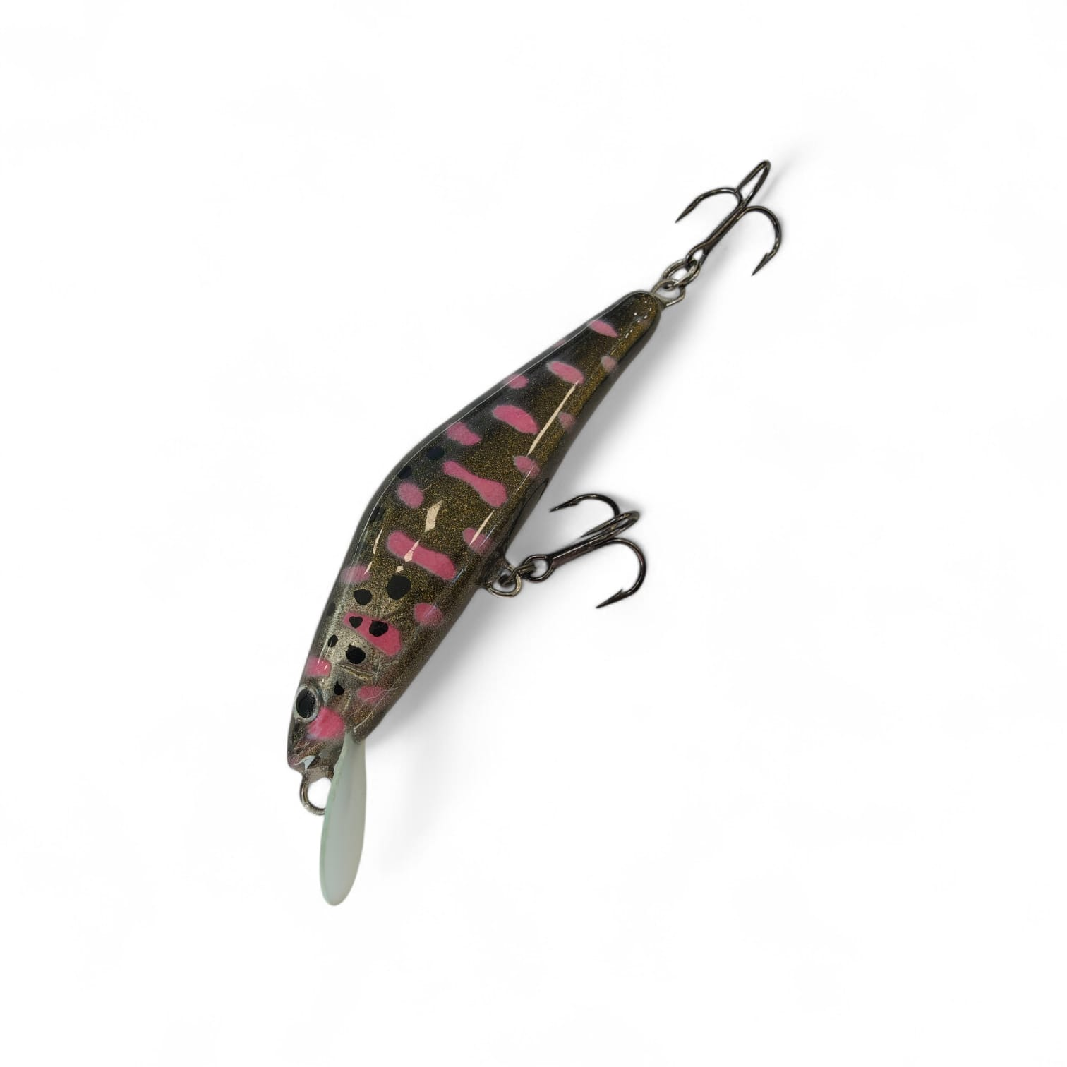Vobler PAN käsitöö, jõeforellile 72mm Gold black colour shift & fluo pink uppuv 707074